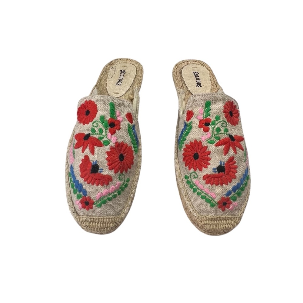 Soludos Ibiza Floral Embroidered Espadrille Mule Size 8 Boho Festival Coastal - Picture 6 of 11